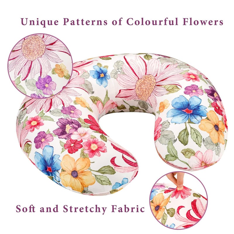 DAYEEBALL Nursing Pillow Cover for Boys and Girls, Breastfeeding Pillow Case for Newborn, Soft Baby Breastfeeding Pillow Slipcover, Fit for Standard Infant Nursing Pillows, Colourful Flowers - Image 2